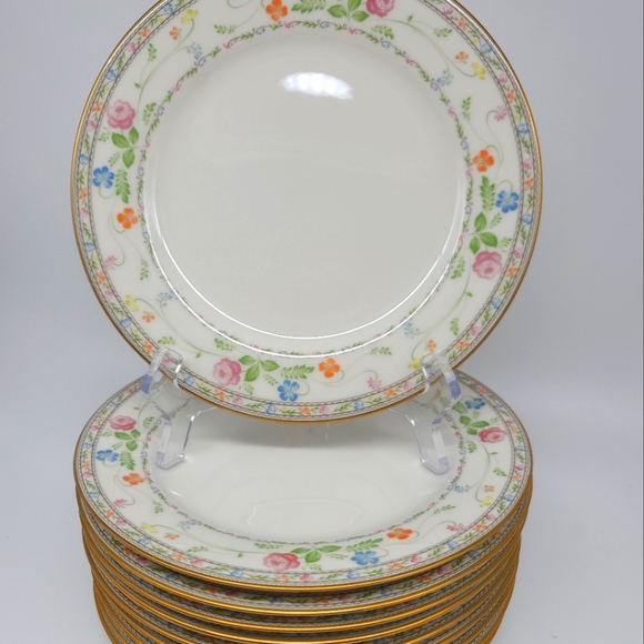 Vintage Nortaki 5-Salad Plates 7213 Ivory China Finale 8 3/8" Gold Rim - Picture 2 of 10